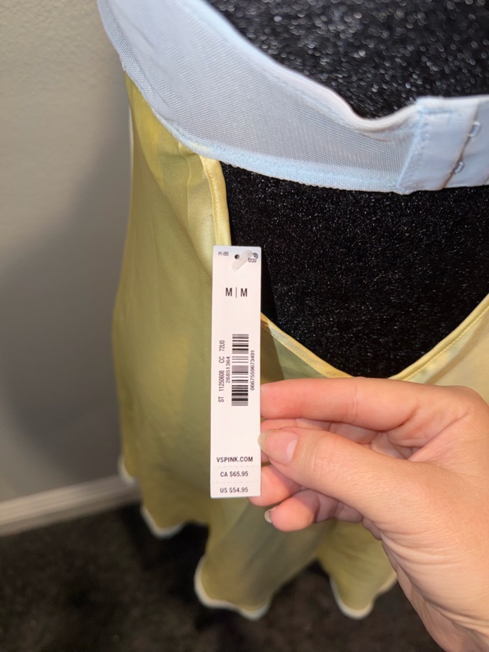 PINK x Frankie’s Bikinis Yellow Satin Slip Romper with Light Blue Trim Y2K - Picture 7 of 7